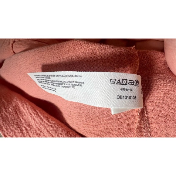 Free People Medium Monika Shirt Dress Smocked Waist Deep V-Neck Autumn Peach EUC - Picture 11 of 14